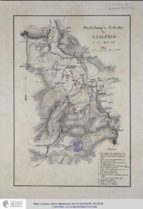 Darstellung des Gefechts bei Saalfeld den 2. April 1761. [Berlin,ca.1850]