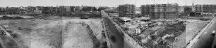 180° Panorama, Blick auf das Baugelände Neubauviertel Springprojekt. Berlin-Kreuzberg, Neuenburger Straße