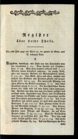 Register über beide Theile