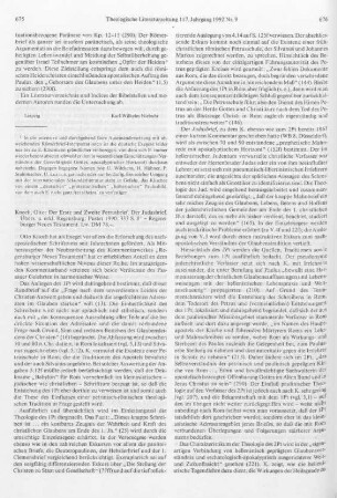 675-677 [Rezension] Knoch, Otto, Der erste und zweite Petrusbrief, Der Judasbrief
