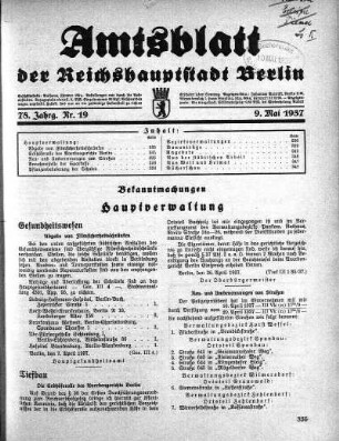 1937,19: Nr. 19, 9. Mai 1937