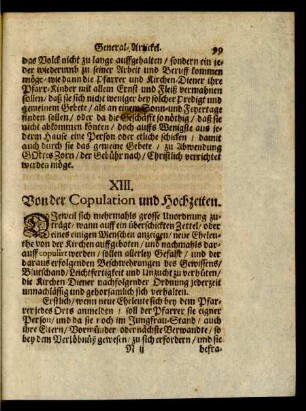 XIII. Von der Copulation und Hochzeiten.