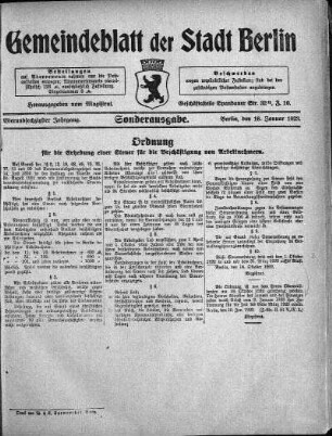 Sonderausgabe, 16. Januar 1923