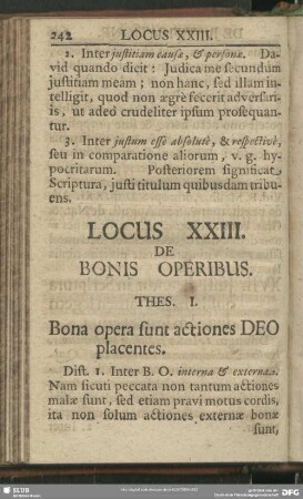 Locus XXIII. De Bonis Operibus