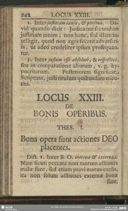 Locus XXIII. De Bonis Operibus