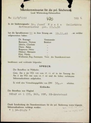 Wrede, Josef, Dr.