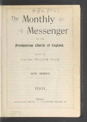 1901: The Monthly messenger of the Presbyterian Church of England