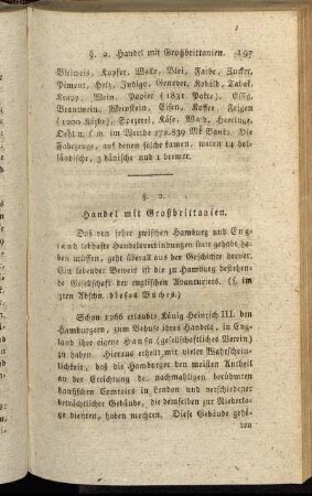 §. 2. Handel mit Großbrittanien.