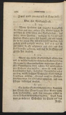 Zwei und zwanzigstes Kapitel. Von der Einkindschaft.