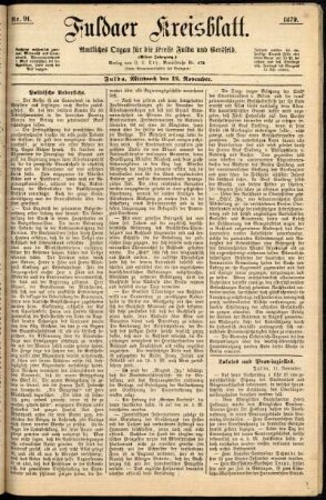 Ausgabe vom Mittwoch, den 12. November 1879.