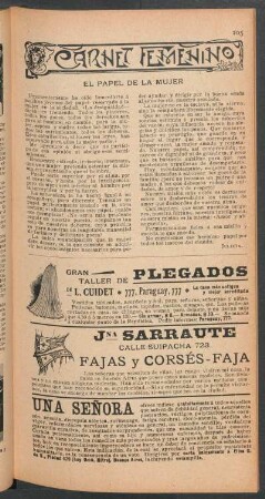 El papel de la mujer : Carnet femenino