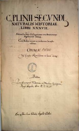 Naturalis historiae libri XXXVII : Cum indice rerum ac verborum locupletissimo