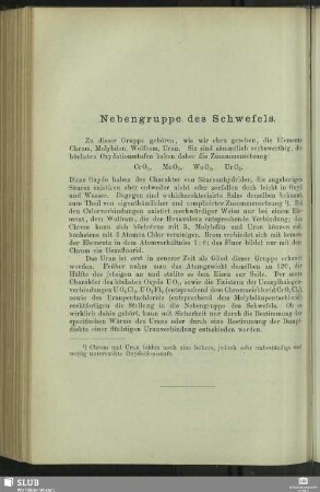 Nebengruppe des Schwefels