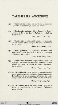 Tapisseries anciennes (Nr. 173-179)