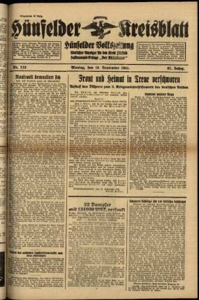 Ausgabe vom Montag, den 15. September 1941.
