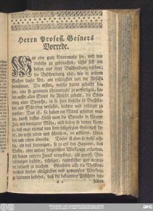 Herrn Profess. Gesners Vorrede.