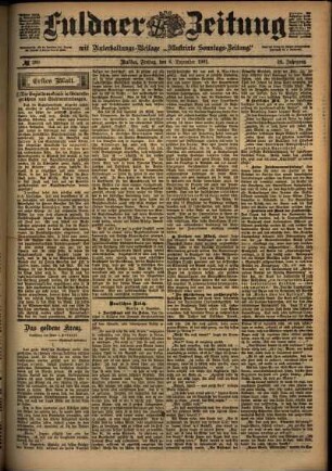Erste Ausgabe vom Freitag, den 06. Dezember 1901.