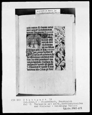 Stundenbuch — Geißelung Christi, Folio 15recto