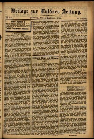 Zweite Ausgabe vom Samstag, den 14. September 1895.