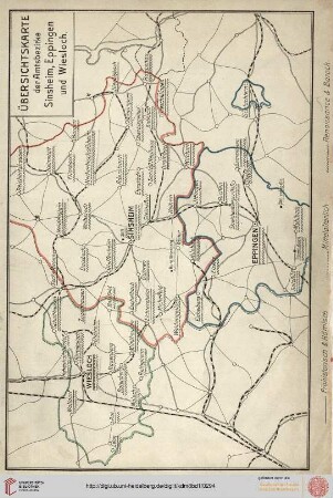 Übersichtskarte der Amtsbezirke Sinsheim, Eppingen und Wiesloch
