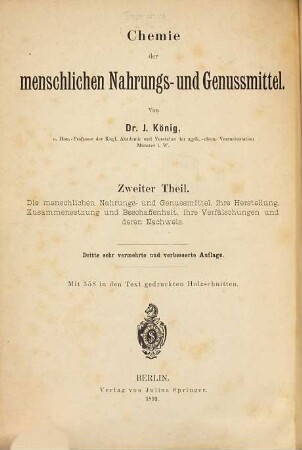 Chemie der menschlichen Nahrungs- und Genussmittel, 2