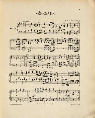 Serenade : (Es-Dur, Andante) für 2 Flöten, Oboen, Clarinetten, 4 Hörner, 2 Fagotte und Contrafagott oder Basstuba (Contrabass) ; Op. 7
