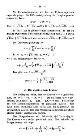 d) Die geodätischen Linien.