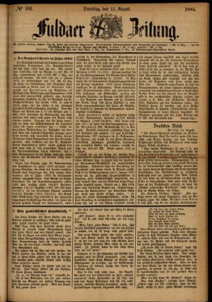 Ausgabe vom Dienstag, den 11. August 1885.