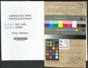 Entnazifizierung Wilhelm Van Dorp , geb. 24.08.1901 (Kaufmann)