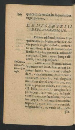 De Mesenterii Deflammatione.