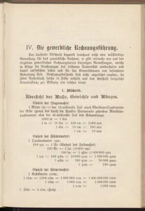 IV. Die gewerbliche Rechnungsführung.
