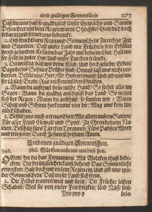 Umb einen gnädigen Sonnenschein.