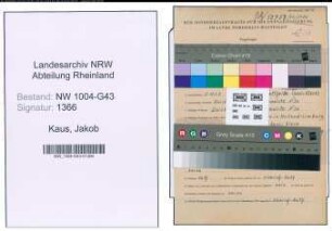 Entnazifizierung Jakob Kaus , geb. 03.11.1908 ()