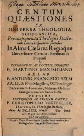 Centum quaestiones ex universa theologia scholastica