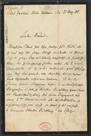 Brief an B. Schott's Söhne : 31.08.1906