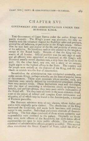 Chapter XVI. Government and administration under the Burmese kings