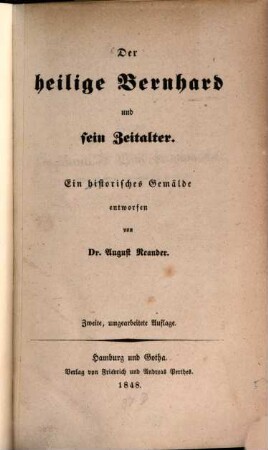 Der heilige Bernhard und sein Zeitalter : ein historisches Gemälde