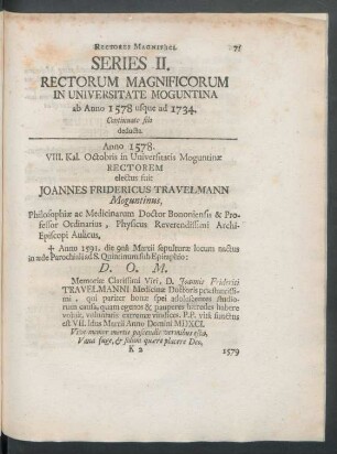 Series II. Rectorum Magnificorum In Universitate Moguntina