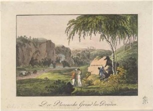 Der Plauensche Grund bei Dresden mit der Buschmühle und der Villa Grassi (ganz rechts)