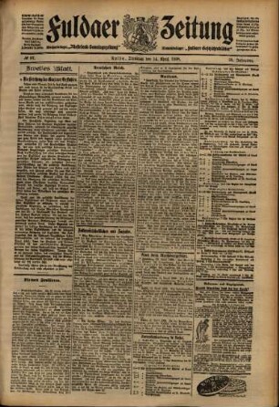 Zweite Ausgabe vom Dienstag, den 14. April 1908.