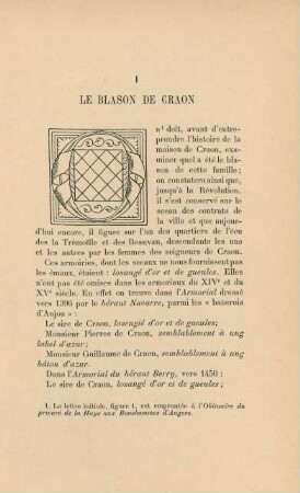 I. Le blason de Craon