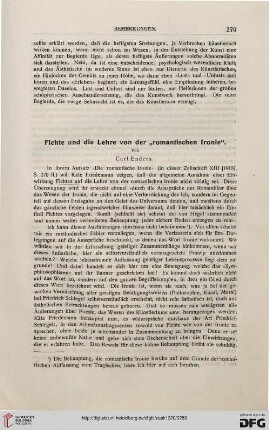 Fichte und die Lehre von der "romantischen Ironie"