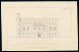 Münzgebäude, Fassade Monatskonkurrenz Juli 1835: Aufriss Straßenansicht; Maßstabsleiste