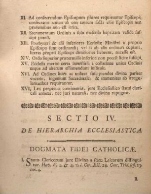 Sectio IV. De hierarchia ecclesiastica.