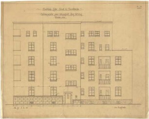 Billing, Hermann; Karlsruhe (Baden-Württemberg), Kolpingplatz; Kolpingplatz (früher Karlsplatz) - Wohnhaus Billing, Hinterfassade (Ansicht)