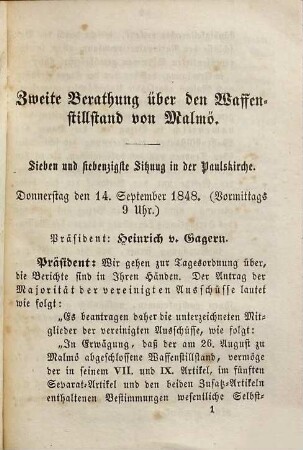 Deutsche Parlaments-Bücher, 2,2. Zweite Berathung über den Waffenstillstand von Malmö. Nichtbeanstandung