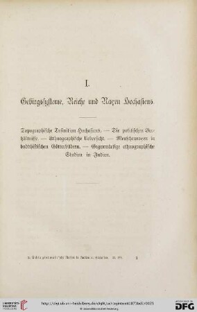 I. Gebirgssysteme, Reiche und Raçen Hochasiens
