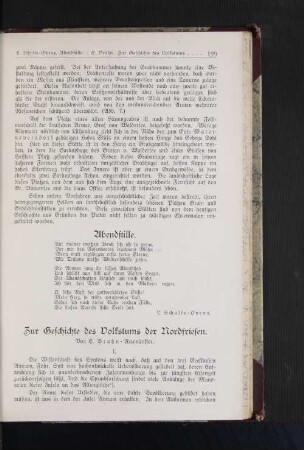 Zur Geschichte des Volkstums der Nordfriesen