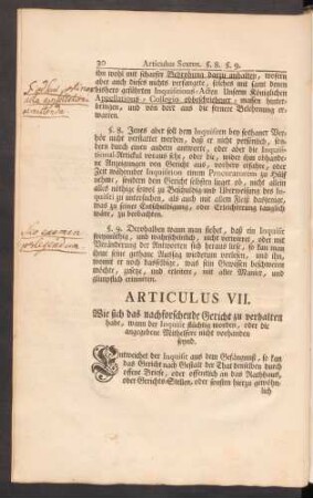 Articulus VII. Wie sich das nachforschende Gericht zu verhalten habe, ...