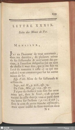 Lettre XXXIX. Suite des Mines de Fer